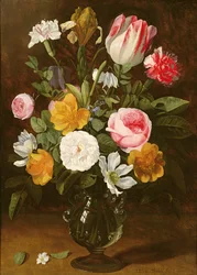 Stillleben mit Blumen in einer Glasvase